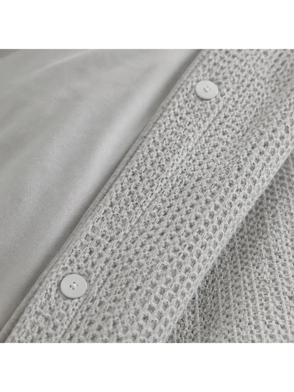 S17 | Quince Organic Luxe Honeycomb Duvet Cover Set Full Queen Light Grey NWT